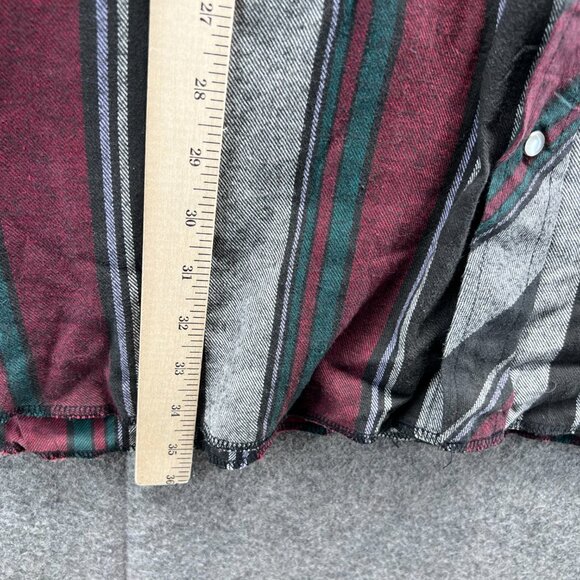 Wrangler Shirt Mens 2XL Red Stripes Pearl Snap Tall Western Brush Popper Cowboy - Picture 5 of 10